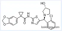 Molecular Structure of 926664-32-6 (1-(1,3-benzodioxol-5-yl)-N-[5-[(S)-(2-chlorophenyl)[(3R)-3-hydroxy-1-pyrrolidinyl]methyl]-2-thiazolyl]-cyclopropanecarboxamide)